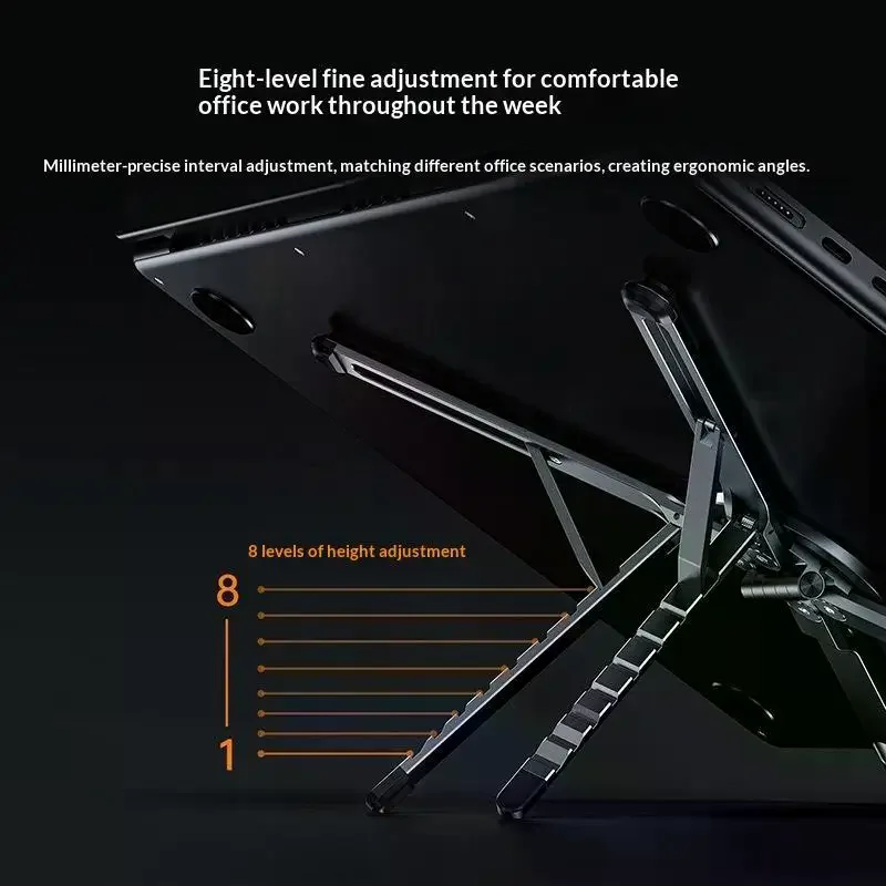 Laptop Phone Stand: Plastic Magnetic Base Foldable 8-Position Height Adjustment Notebook