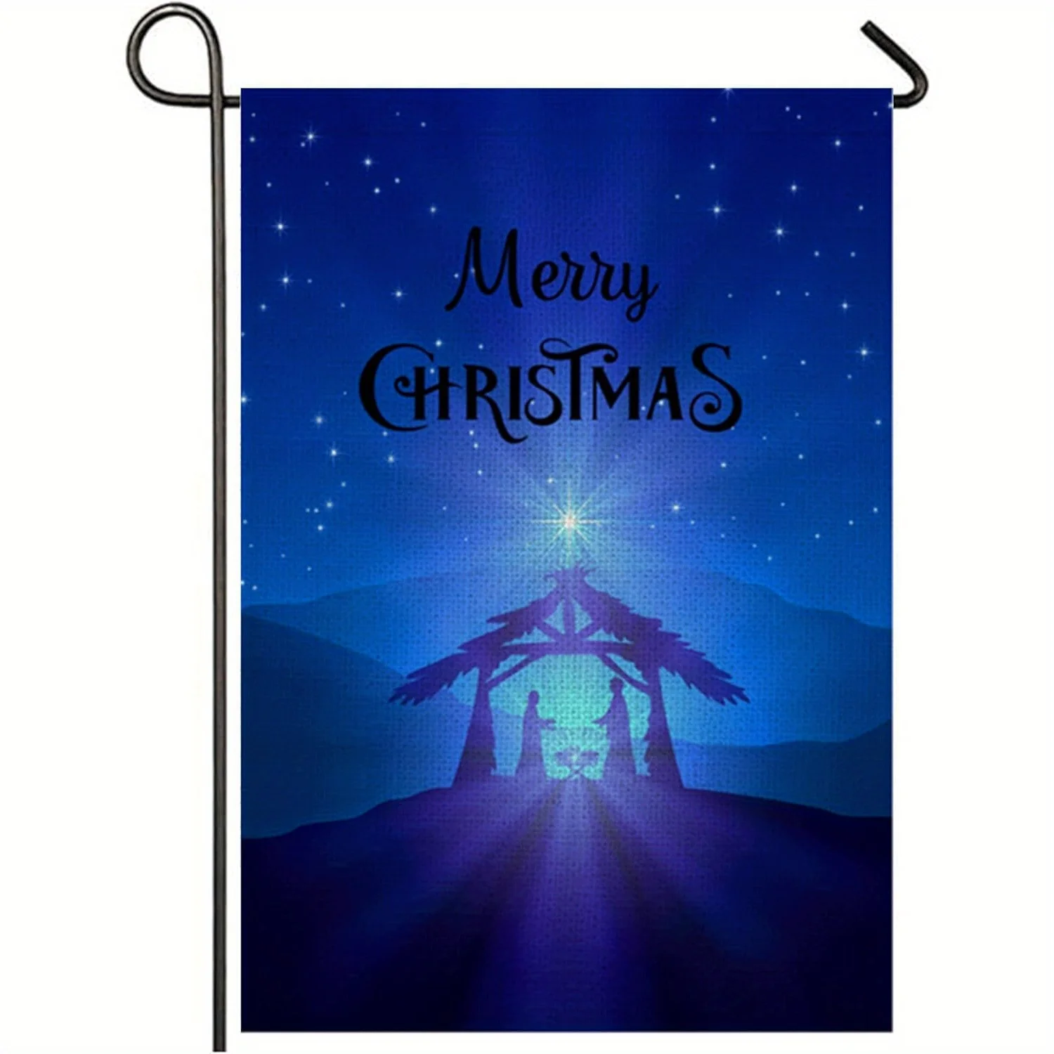 Merry Christmas Nativity Scene Flag - 12x18 Double-Sided Polyester Outdoor Decor with Starry Night Sky Mountain
