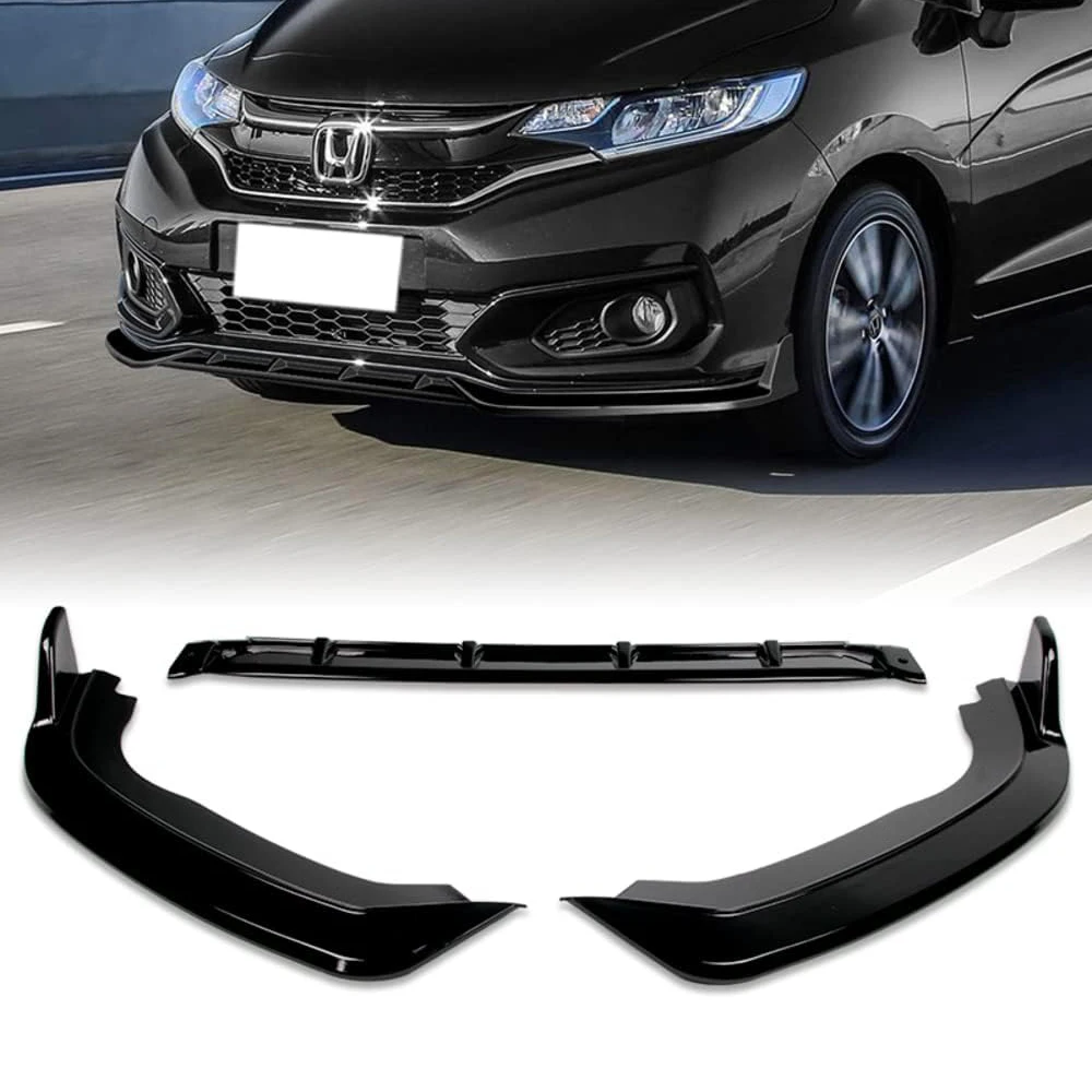

For Honda Fit 2018 2019 2020 2021 Gloss Black Car Front Bumper Splitter Lip Diffuser Body Kit Spoiler Guard