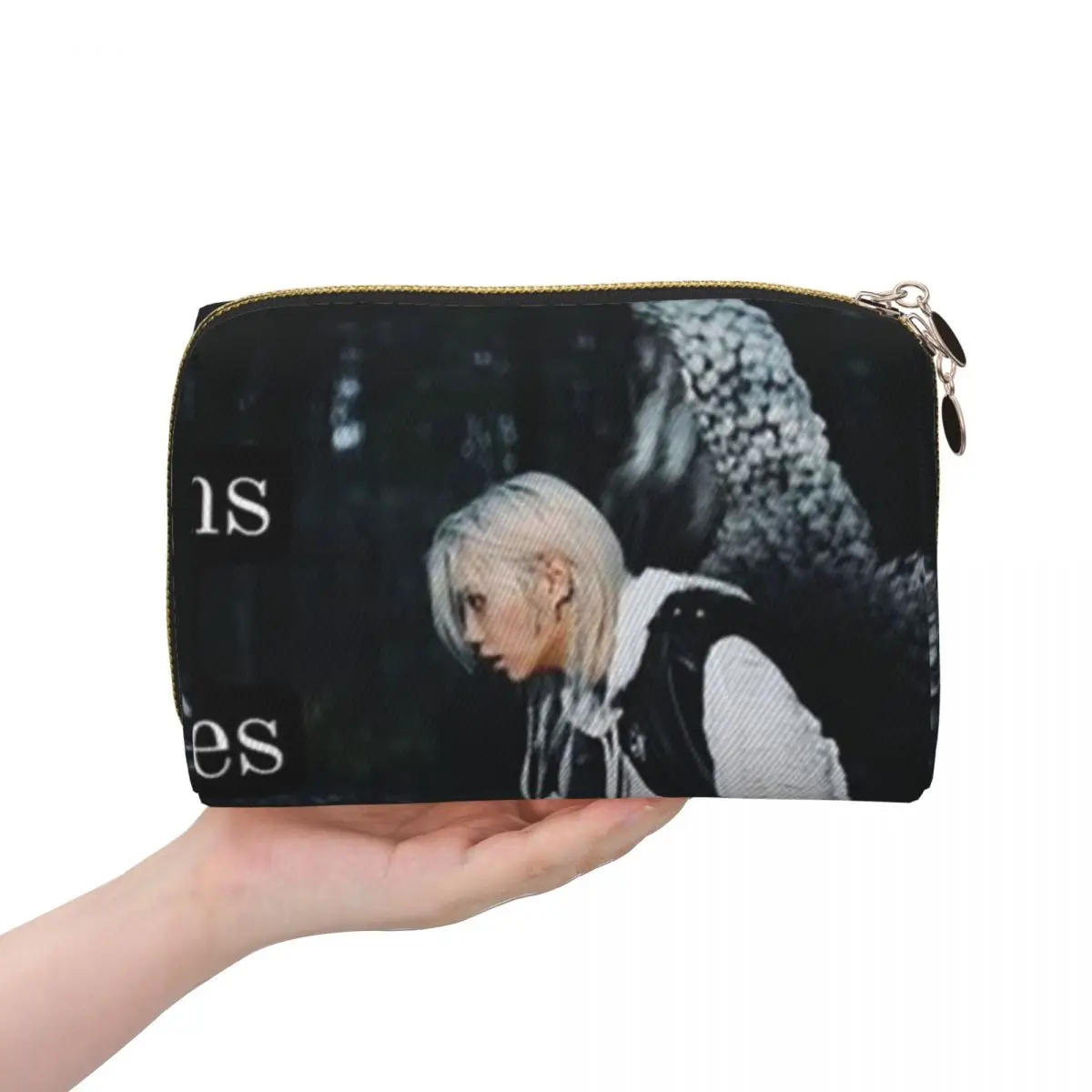 FELIX Korean Kpop Singer Women Cosmetic Bag Travel Makeup Organizer Pouch Toiletry Storage Dopp Kit Case