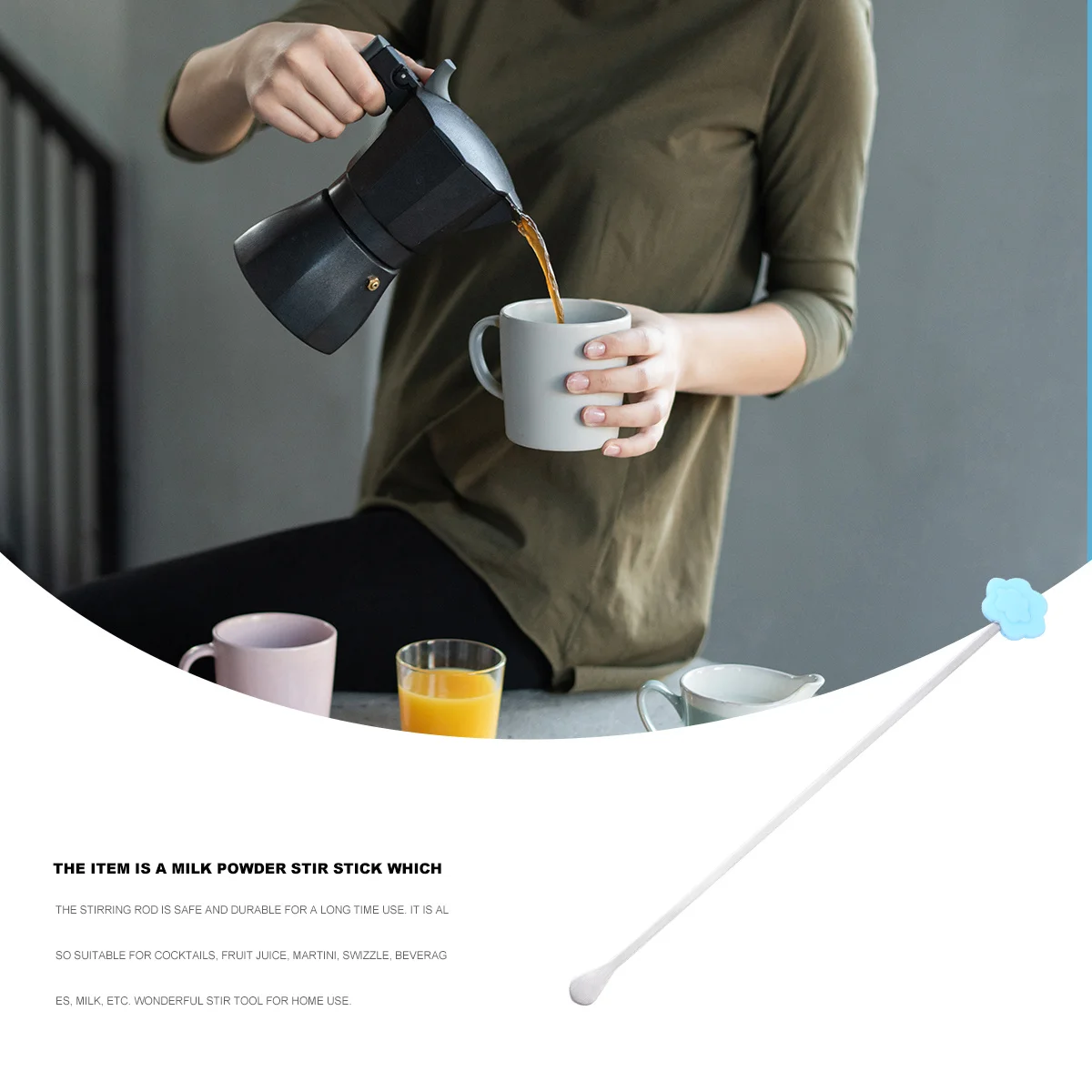 2Pcs Milk Powder Stirring Sticks Stainless Steel Heatproof Rods for Coffee Cocktail Juice Mixing Stir Bars for Home Use