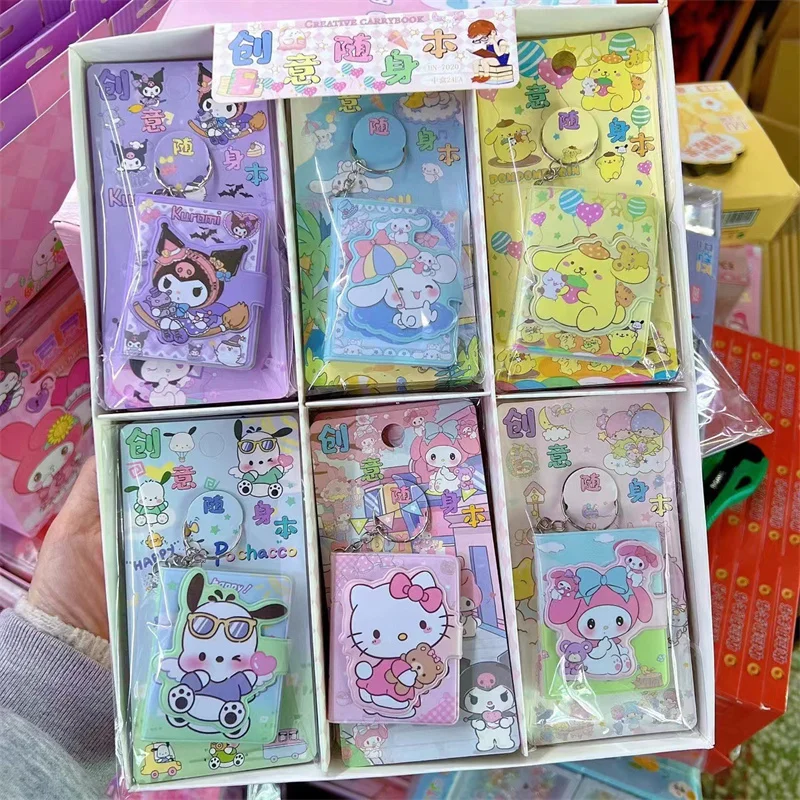 24 pcs/lot Sanrio Kawaii Kuromi Melody Notebook Mini Portable Note Book Diary Planner Memo pad Stationery gift School Supplies