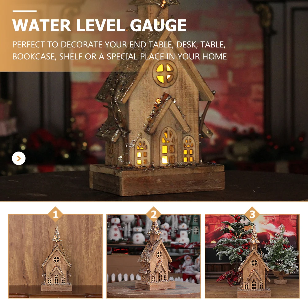

1Pcs Wooden Luminous House Decorative Craft Xmas Party Showcase Adornment Home Desktop Decor Decorative House Craft