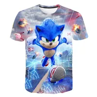 New Yellow Sonic T shirt Kids Clothes Boys Cartoon Game Super Sonic Boys Clothes Men Women T-shirt Summer Clothes For Girls