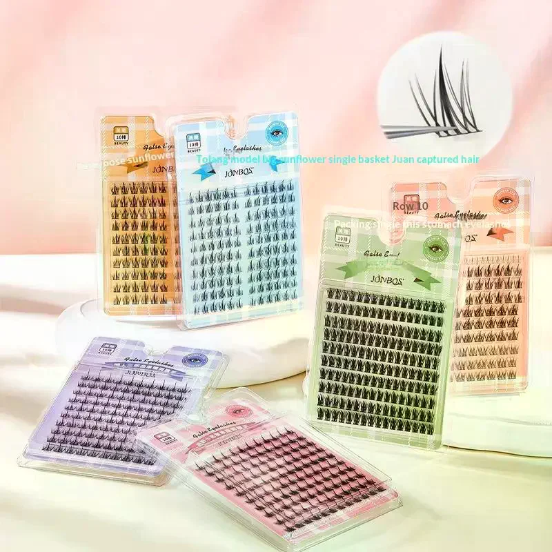 Natural Fluffy False Eyelashes Wispy Lashes 3D Volume Strip Lashes D Curl Fake Eyelashes With Clear Band Eye Lashes