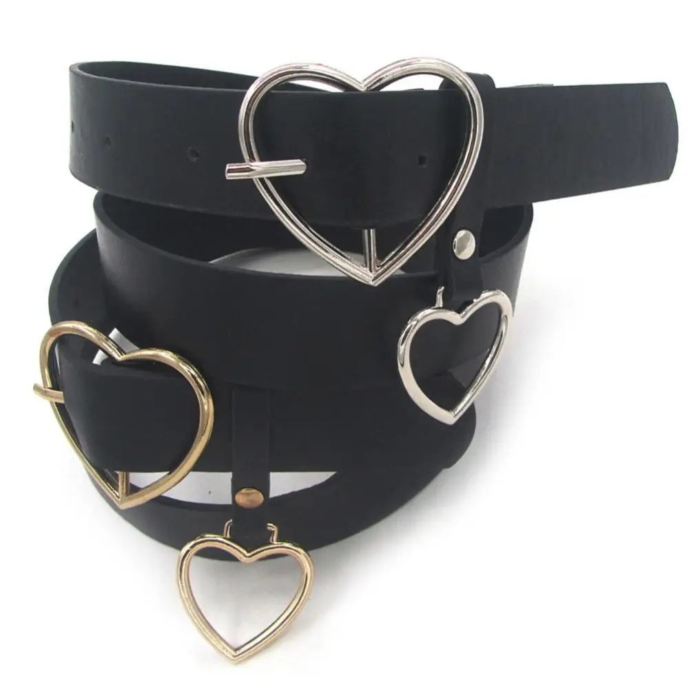 Mode Vrouwen Faux Lederen Riem Verstelbare Tailleband Hot Heart Accessoire Gesp