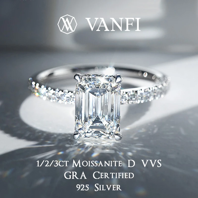 

Kfvanfi D VVS Moissanite Engagement Ring for Women 18K White Gold Plated 925 Sterling Silver Wedding Band Gift for Her Jewelry