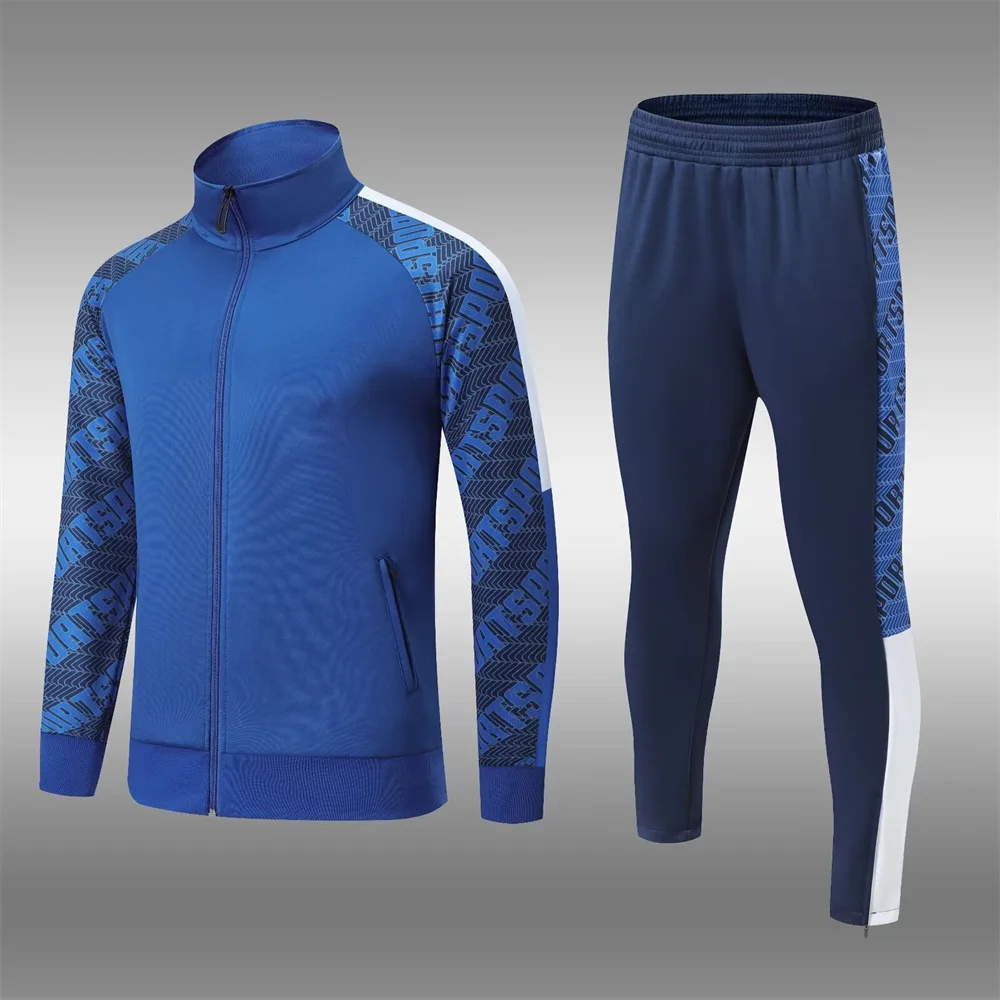 2024 New Style Football Training Tracksuit for Men 2 Piece Soccer Jersey Sets Autumn Winter Jacket & Pants Sportswear Custom