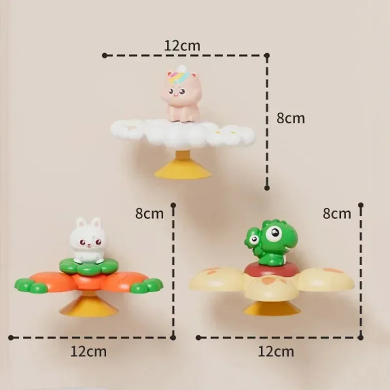 1 Pcs Montessori Baby Spin Top Bath Toys for Boy Child Bathing Sucker Spinner Suction Cup Toy for Kids 2 To 4 Years Rattles Toys