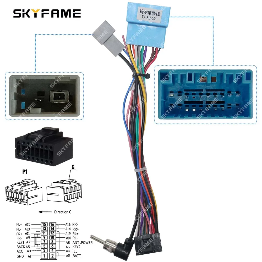 SKYFAME 16Pin Car Stereo Wire Harness Adapter Power Cable For Suzuki Super Grand Vitara liana