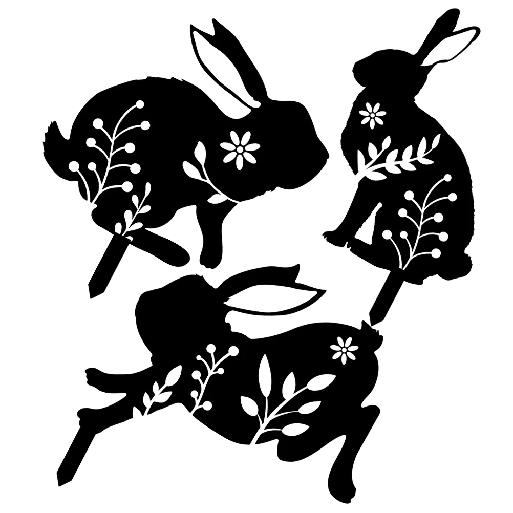 

3 Pcs Rabbit Garden Planter Stakes Easter Yard Signs Lawn Decorations Outdoor nament Bunny Decor Rabbit Decoration Easter Stakes