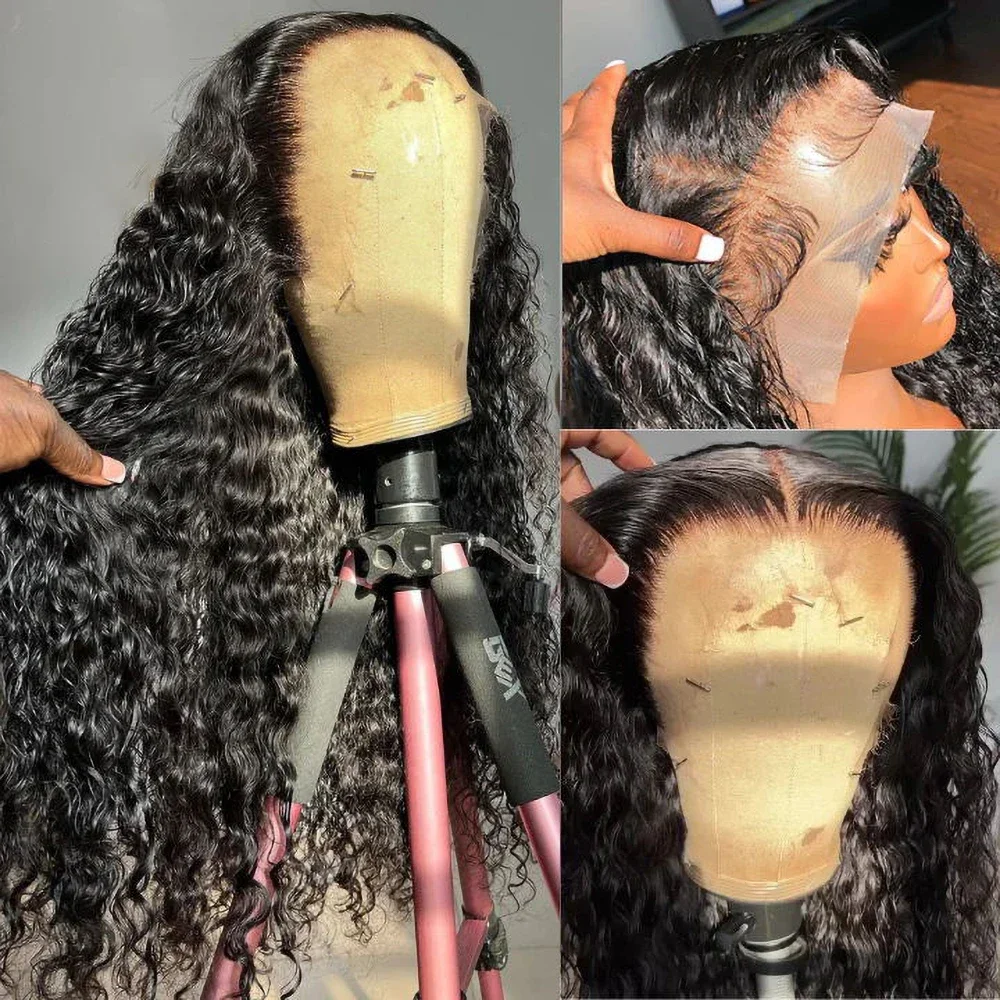 Onda Profunda Do Laço Frontal Peruca Para As Mulheres, Cabelo Humano Brasileiro, 13x4 HD Peruca Encaracolada, 36 ", Escolha