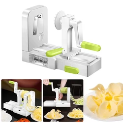 Foldable Vegetable Spiralizer with Extra Blade Box Vegetable Slicer Vegetable Shredder with Handle for Cucumber Potato Zucchini