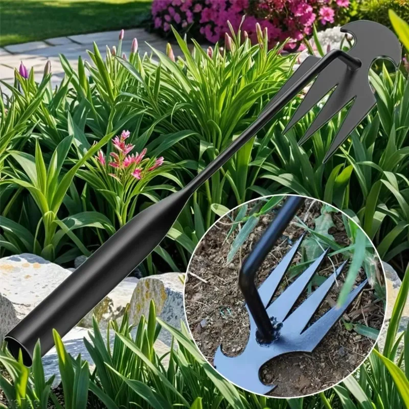 Garden Hoe Multi Functional Weed Puller Farming Agricultural Hand Tools Yard Weeds Removal Farm Accessories Gardening Steel Hoe
