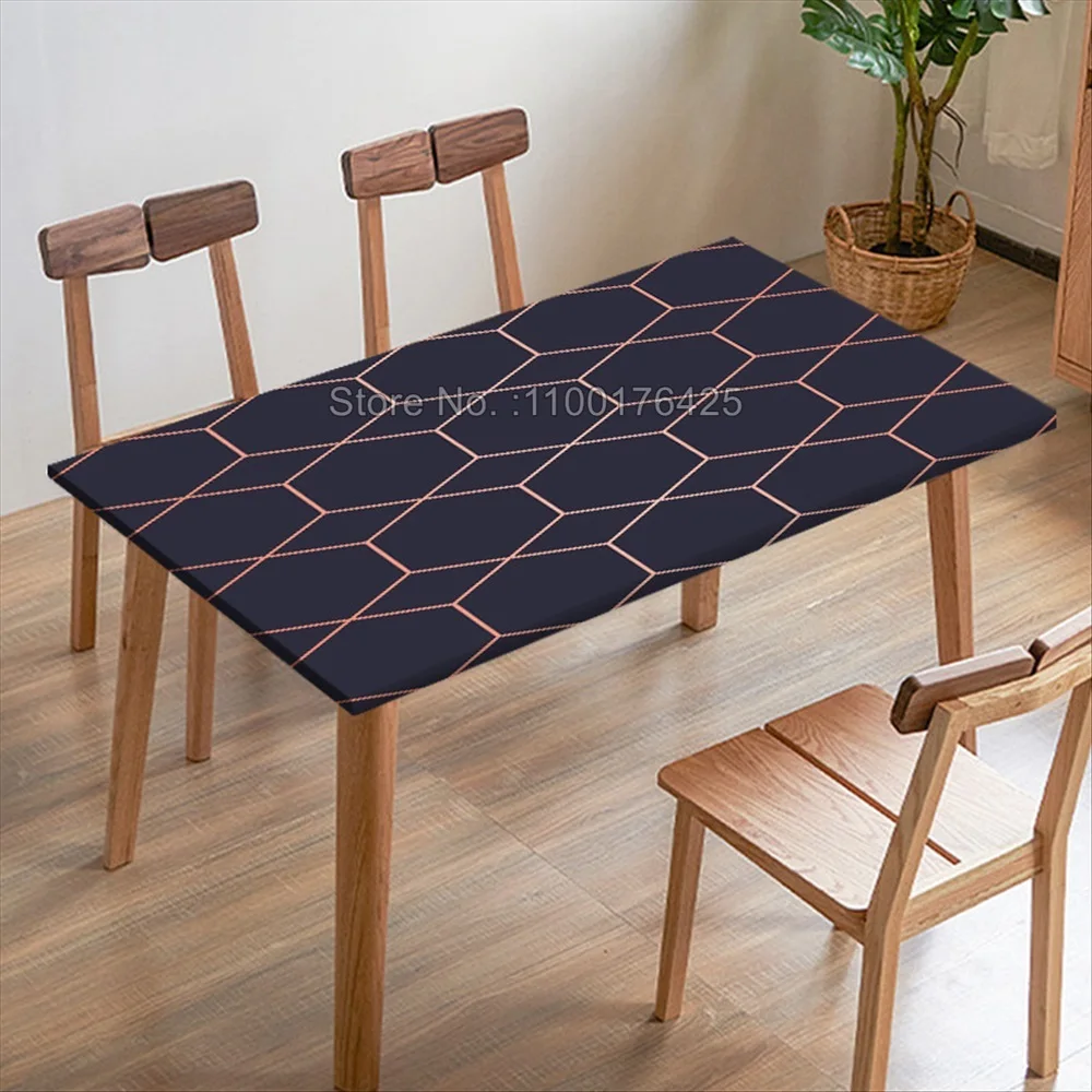 Phnom Penh Geometric Tablecloth Restaurant Dining Table Edge Digital Printed Fabric Table Cover for Kitchen Decoration
