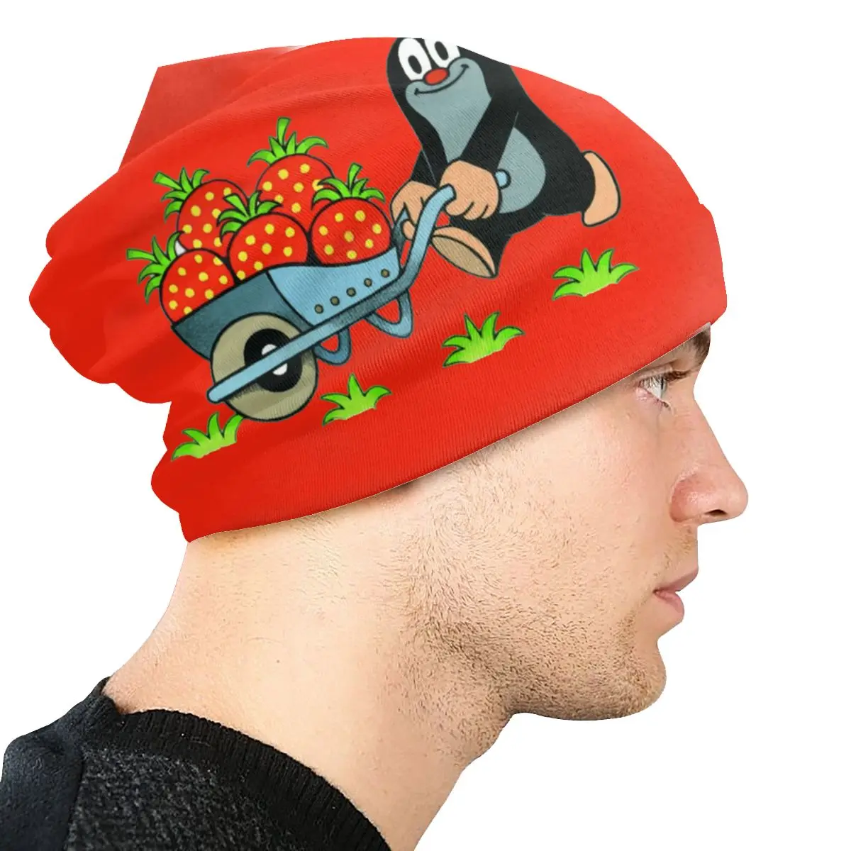 Custom Unisex Winter Warm Bonnet Homme Knitted Hats Fashion Krtek Mole Beanie Cap Cartoon Krtek Little Maulwurf Beanies For Men