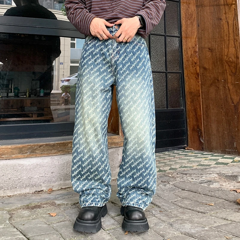 

Guangzhou Xintang Low Waist Men's Jeans Spring Hong Kong High End Luxury Trendy Brand Drawstring Corduroy Unisex All Seasons