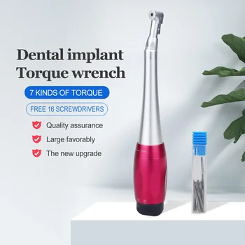 16pcs 드라이버 렌치 치과 2.35mm 래치 헤드 핸드 피스 5 ~ 35 N.cm 7 토크 레벨이있는 치과 범용 임플란트 토크