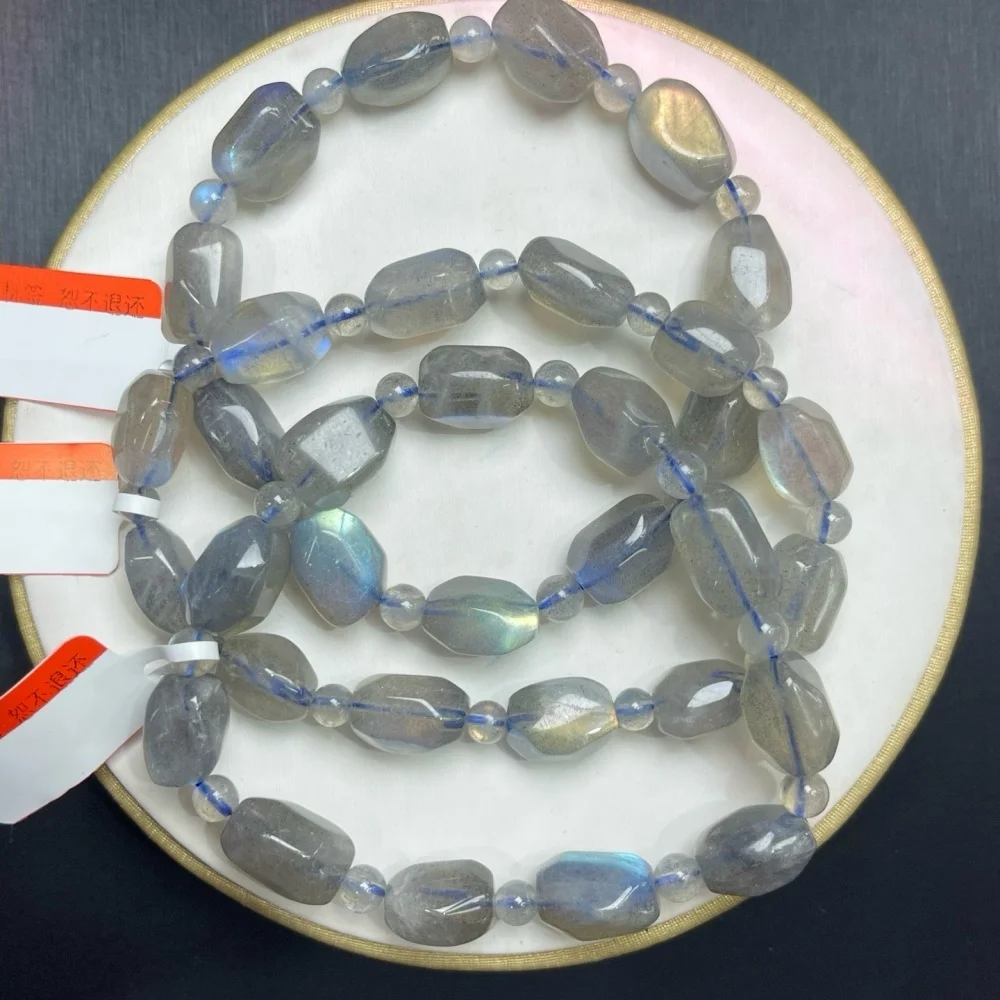 

9-13mm Natural Gray Moonstone Freeform Bead Bracelet Healing Crystal Charm Bracelets for Women Energy Jewelry Gift 1PCS