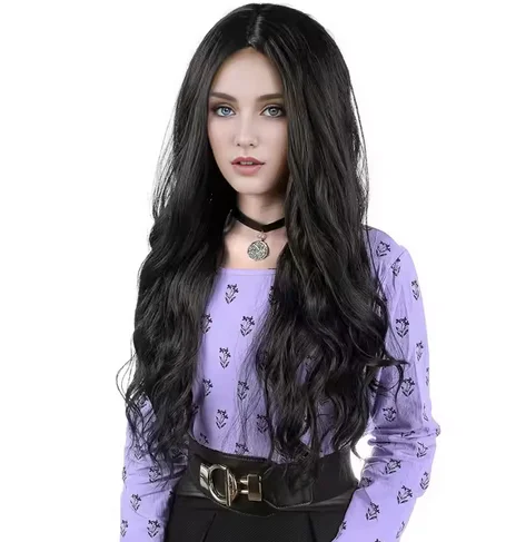 Black Curly Wigs For Women Body Wave Synthetic Hair Wigs For Halloween Costume Black The Witch Yennefer of Vengerberg Long Black