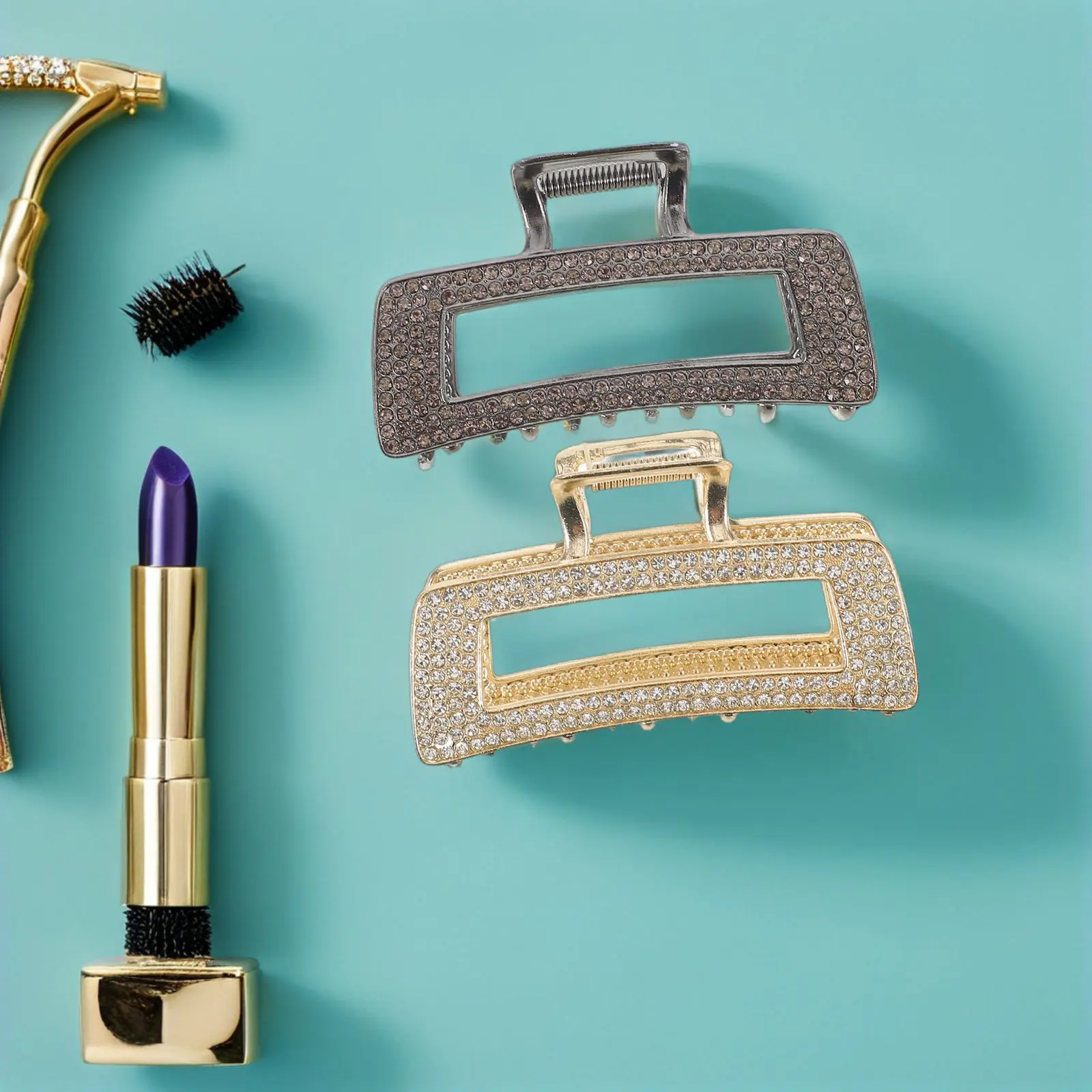 

2 шт. большие заколки-крабы для волос со стразами, декоративные блестящие металлические зажимы, нескользящие, для причесок, аксессуары для волос на свадьбу и вечеринку