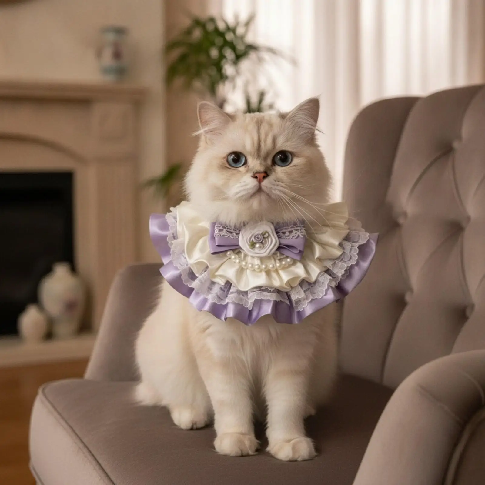 Handmade Lace Pet Bib Elastic Lace Bib with Bow Stretchy Decorative
