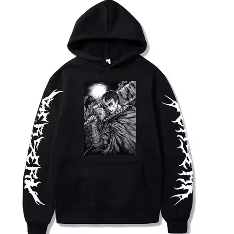 Berserk Guts Anime Manga Hoodies Men Harajuku Streetwear Sweatshirt Unisex Casual Pullover Autumn Winter Long Sleeved Clothes