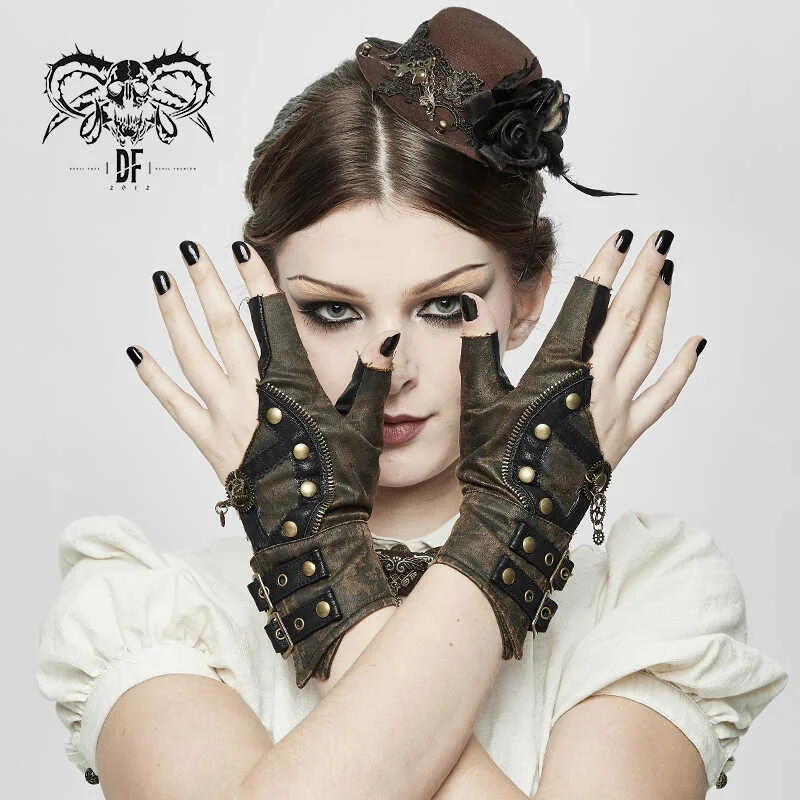 

Devil Fashion Steam Punk Gear Gloves 7 Letter Wasteland Subculture Women's Fashion Accessories Handwear GE014