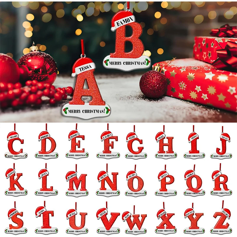

1/2Pc 7.8cm Christmas Tree Decor Letter Pendant 26 Letters Home Holiday Acrylic DIY Pendant Xmas 2025 New Year Decor Navidad