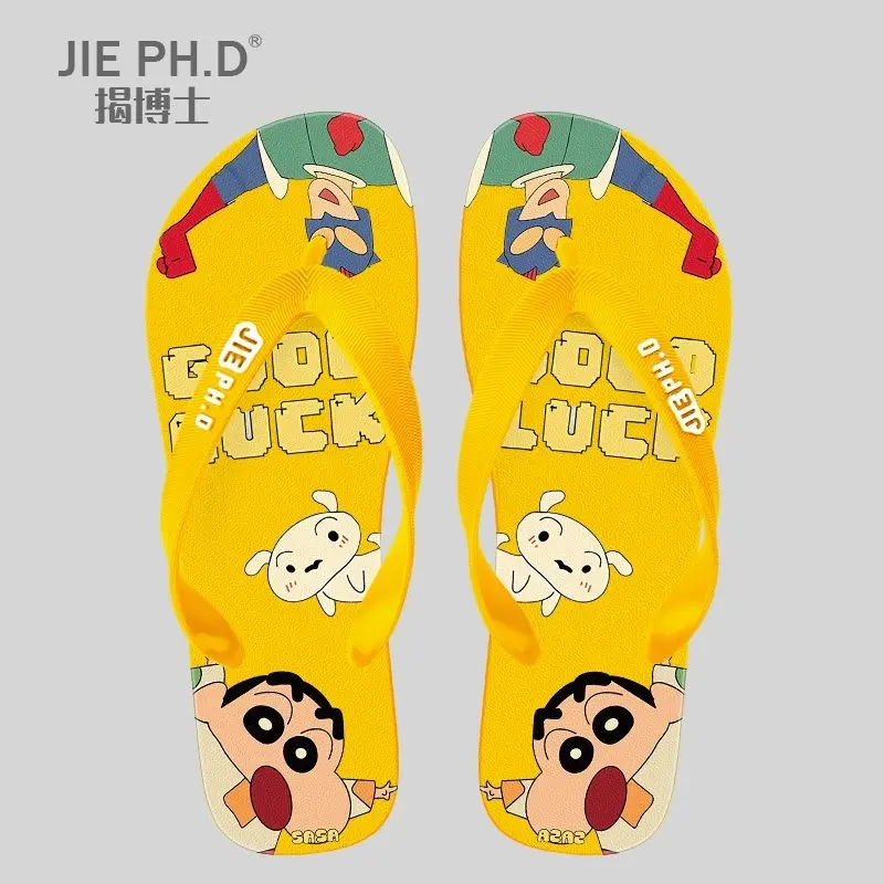 

Модные шлепанцы с мультяшным дизайном, милые, для улицы и пляжа, нескользящие, прочные тапочки с персонажами Crayon Shin-Chan Nohara Shiro Boochan