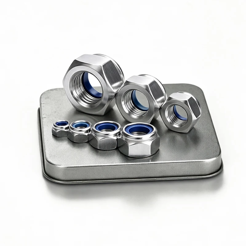 Hex Nylon Insert Self Locking Nuts M3 M4 M5 M6 M8 M10 M12 M14M16M18M20, 304 Stainless Steel DIN982 Thickened Heavy Duty Locknuts