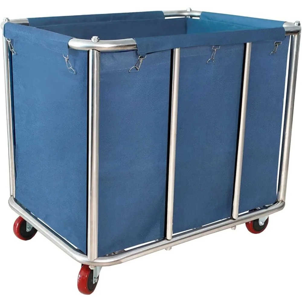 Commercial Laundry Cart with Wheels,11.35 Bushel Large Laundry Cart, with Waterproof Lining,260 Lbs Load