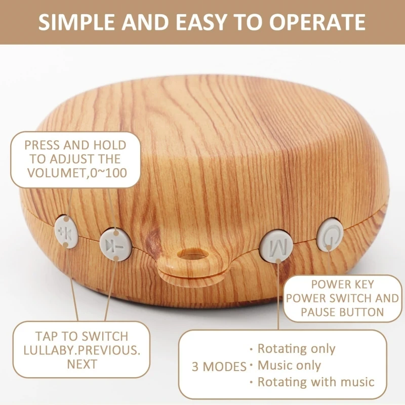 Baby Rattle Toys 0-12 Months Wood Grain Rotary Mobile Crib Hanging Bell Toy Newborn Music Box Bed Toy Baby Toys for Boy Girl