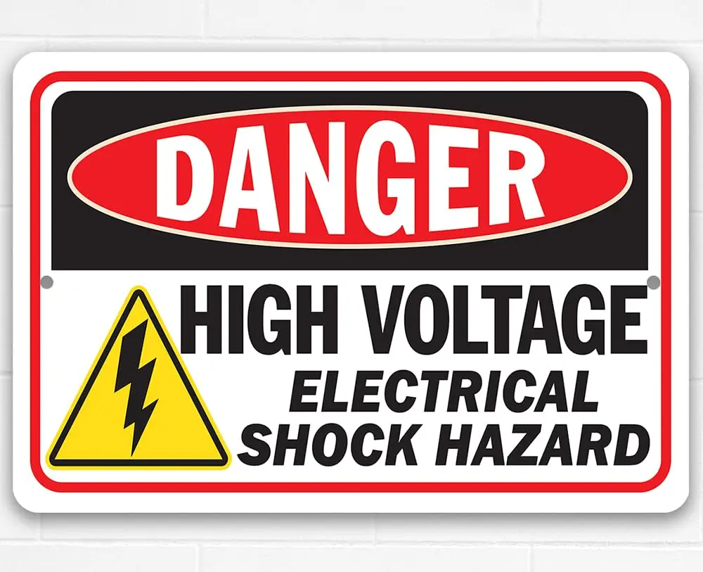 Metal Sign - Danger High Voltage, Electrical Shock Hazard - Danger High Voltage Sign - Use Indoor/Outdoor - Caution Entrance Sig
