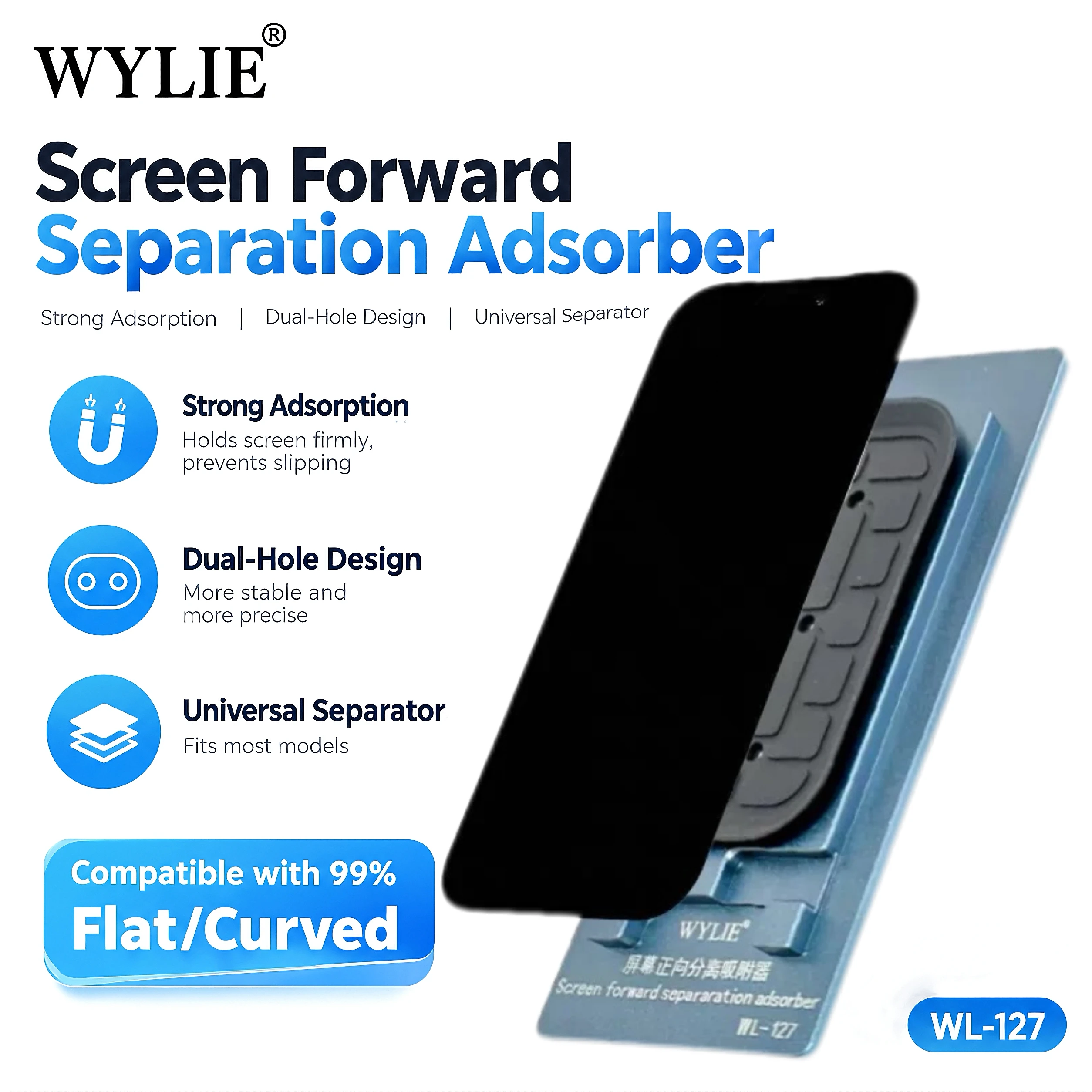 WYLIE Screen Separation Suction Pad Universal Suction Pad for Separating Flat and Curved Screens During Smartphone Repairs Tool