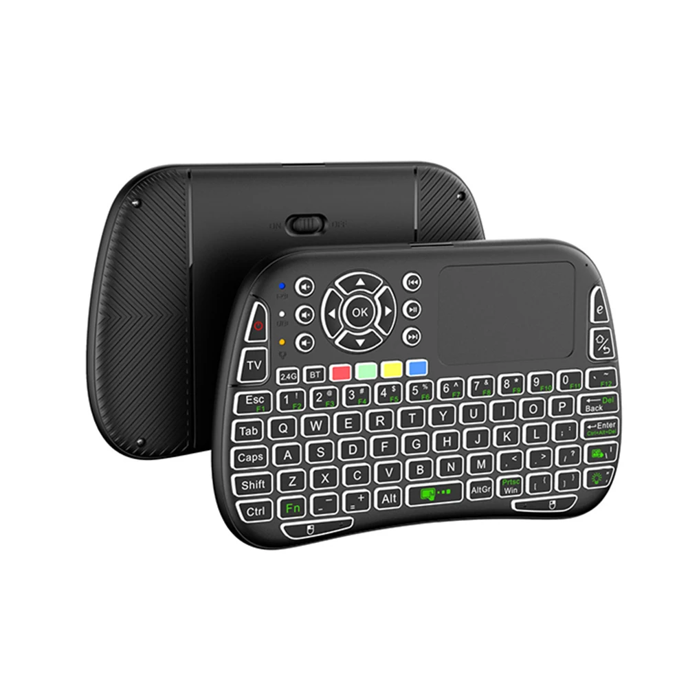 لوحة مفاتيح لاسلكية بإضاءة خلفية RGB مع لوحة مفاتيح ذكية لاستقبال USB 2.4G/متوافقة مع البلوتوث تعلم مفاتيح حصرية لنظام التشغيل Mac OS Linux