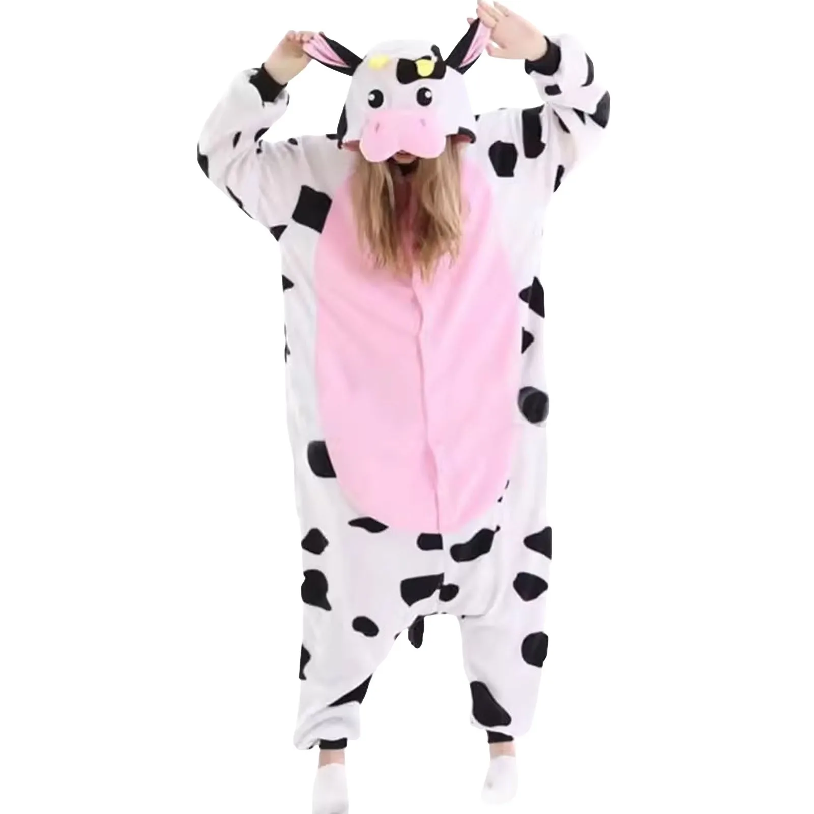 Volwassenen Unisex Animal Cow Onesie volwassen pyjama Cosplay Kostuum Carnaval Festival Halloween Kerst Nachtkleding Verjaardagscadeaus