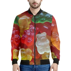 Candy Fudge Pattern Zipper Jacket Men Kids 3d Print Lollipop Sweatshirt Long Sleeves Tops Women Cool Street Bomber Jackets Coat