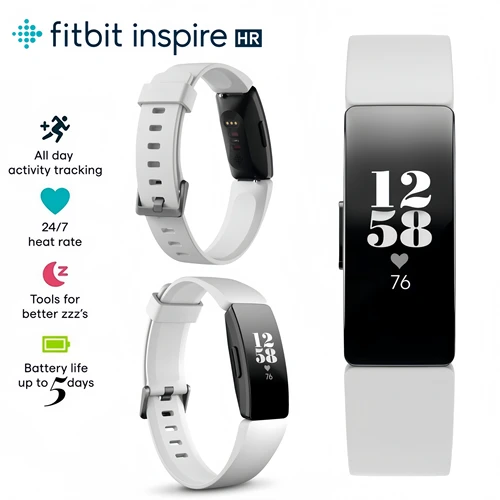 Fitbit Inspire HR rastreador de salud y Fitness banda inteligente seguimiento de natación/frecuencia cardíaca pulsera deportiva impermeable reloj inteligente