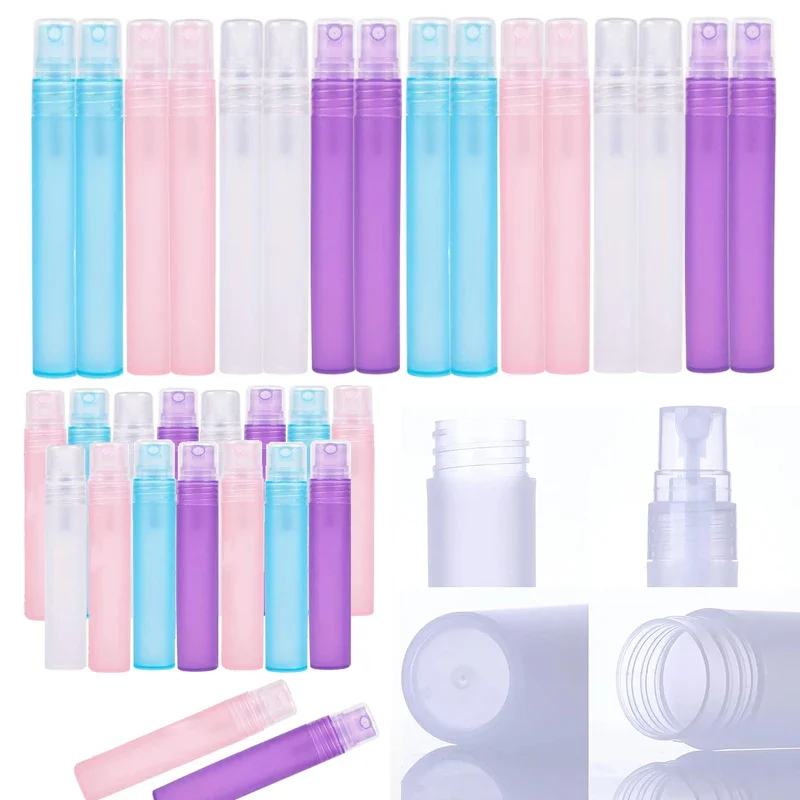 30 Stück 3 ml-10 ml leere tragbare Sprühflasche aus mattiertem Kunststoff, nachfüllbarer Mini-Feinnebel-Sprühbehälter für Reisen, Parfüm, Flüssigkeit