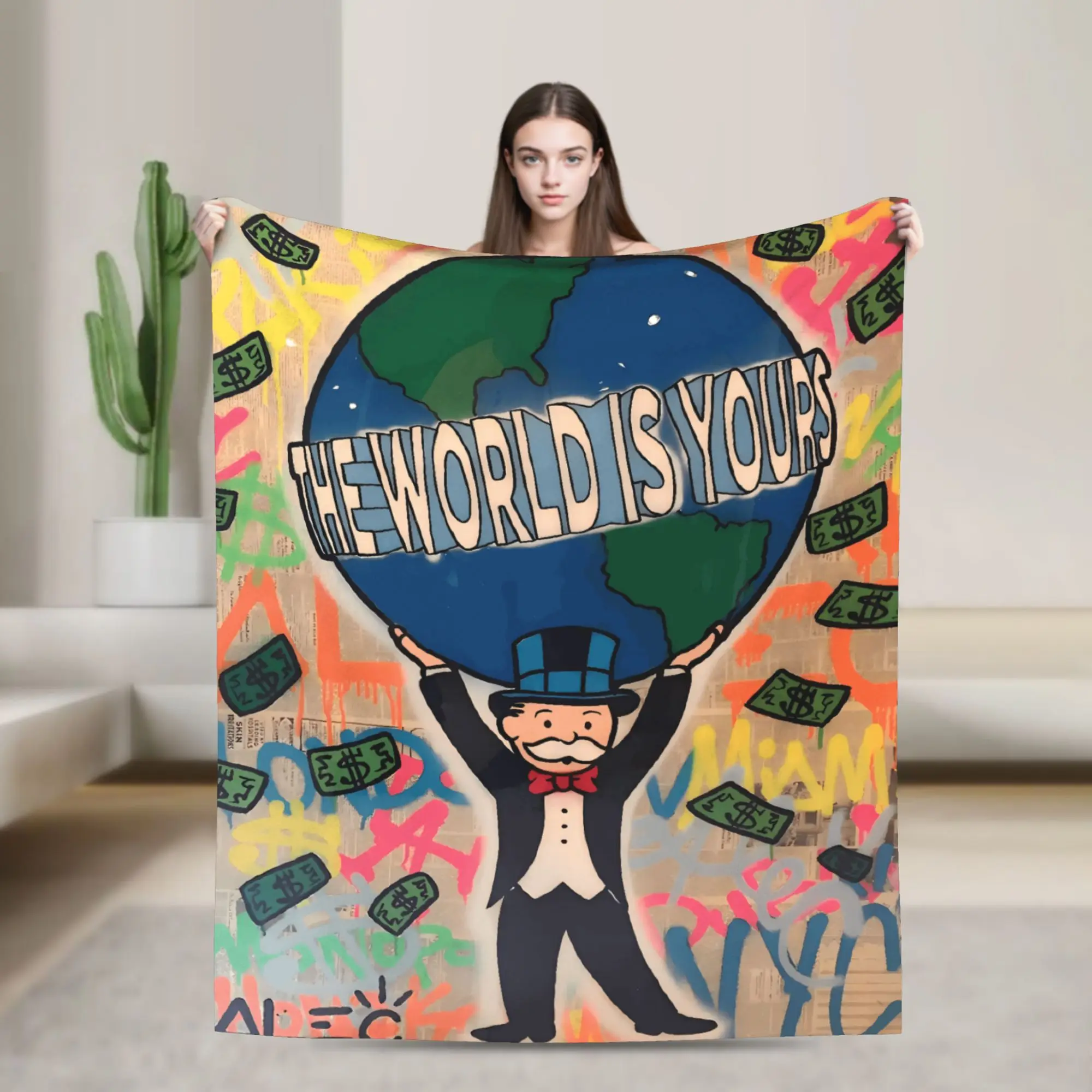 Monopolys Money Dance Blanket  Soft Warm Novelty Plush Bedding Throws For Outdoor Travel Office Flannel Bedspread Bed Cover