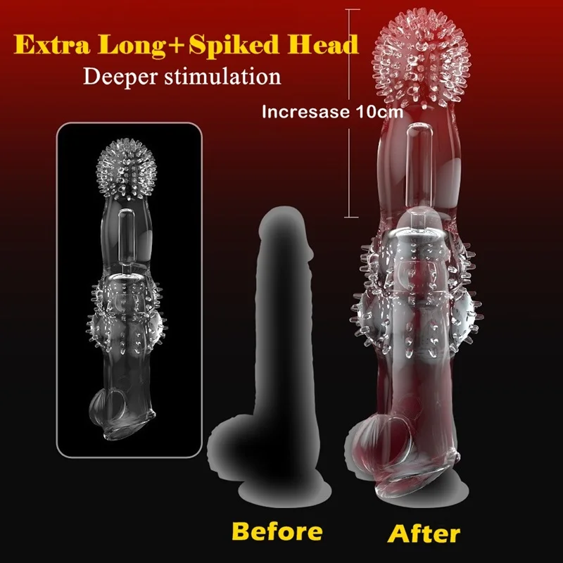 245mm Big Penis Sleeve Extender Sex Toys for Men Reusable Condom Male Penis Enlarger Sleeve Cock Ring Delay Ejaculation Sex Shop