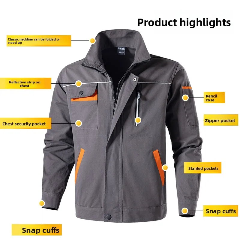 Thiened 純綿作業服セット メンズ 溶接作業服 耐炎性 春秋用 修理作業服