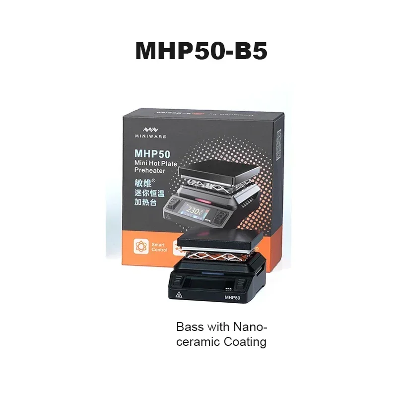MINIWARE MHP50 Mini Hete Plaat Voorverwarmer 50*50mm Verwarmingsgebied Constante Temperatuur Verwarming Tafel 350 ℃