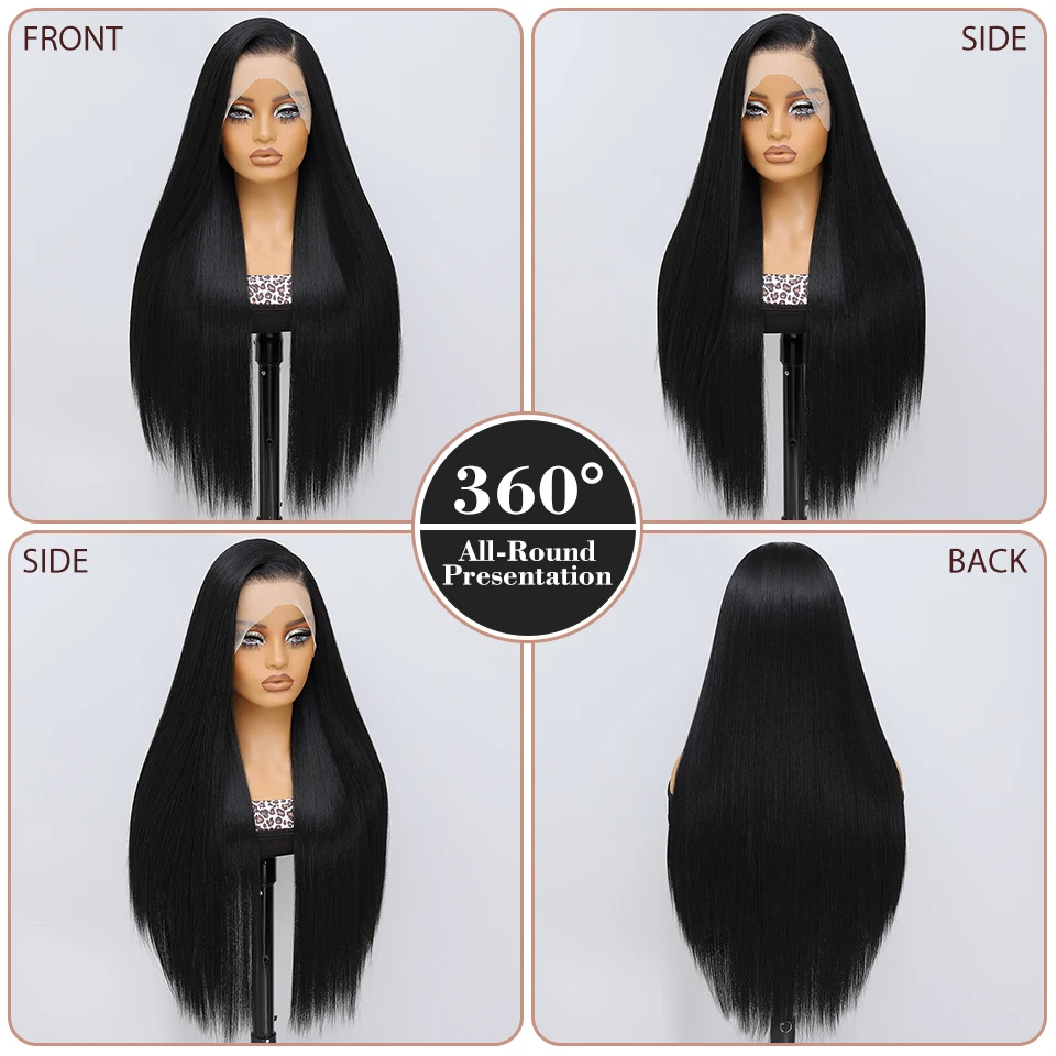 Straight Lace Front Wig Synthetic 30Inch 13X6 Women Wig High Temperature Fiber Pink Blonde Blue Lace Frontal Wig For Afro Female