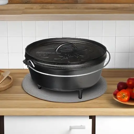 L12CO3BS Boy Scouts of America Horno holandés de campamento de hierro fundido, preazonado, 6 cuartos, negro