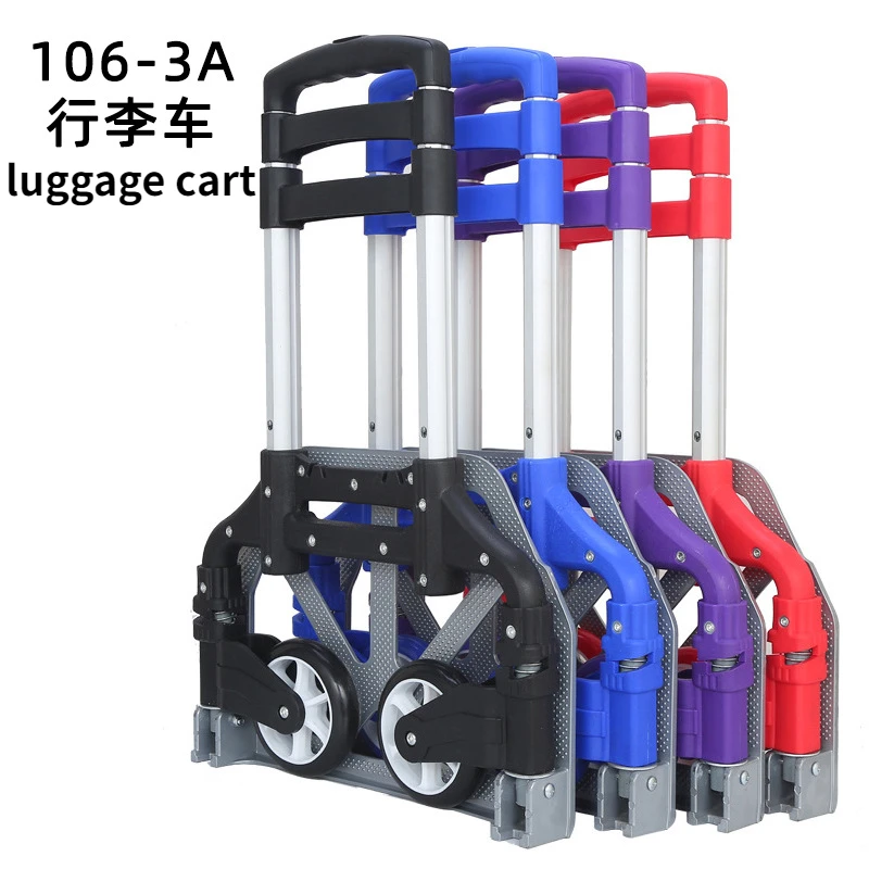 Shopping Cart Portable Folding Trolley Cart Trolley Luggage Cart Aluminum Alloy Trailer Small Cart Moving Truck Tool