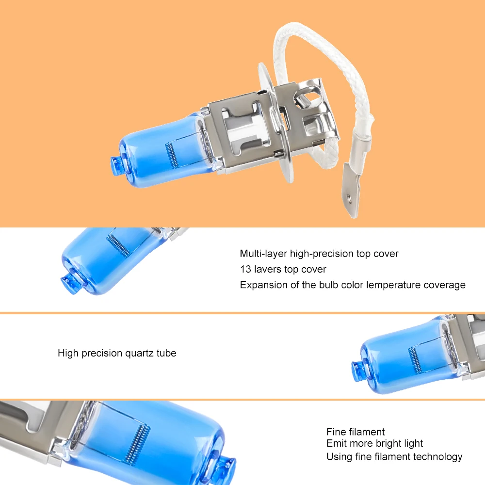 H3 55W 12V Halogen Lights Super White Auto Headlight H3 Head Lamps Car Fog Light Halogen Bulbs For Auto Car Styling 1PC