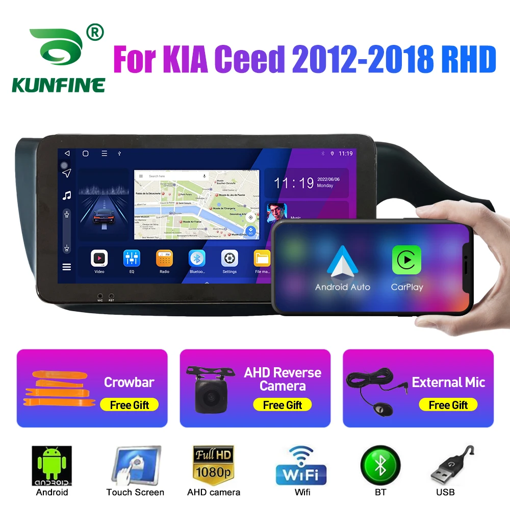 

10,33-дюймовый автомобильный радиоприемник для KIA Ceed 2012-2018 RHD 2Din Android, восьмиядерный автомобильный стерео DVD, GPS-навигатор, плеер, QLED-экран Carplay