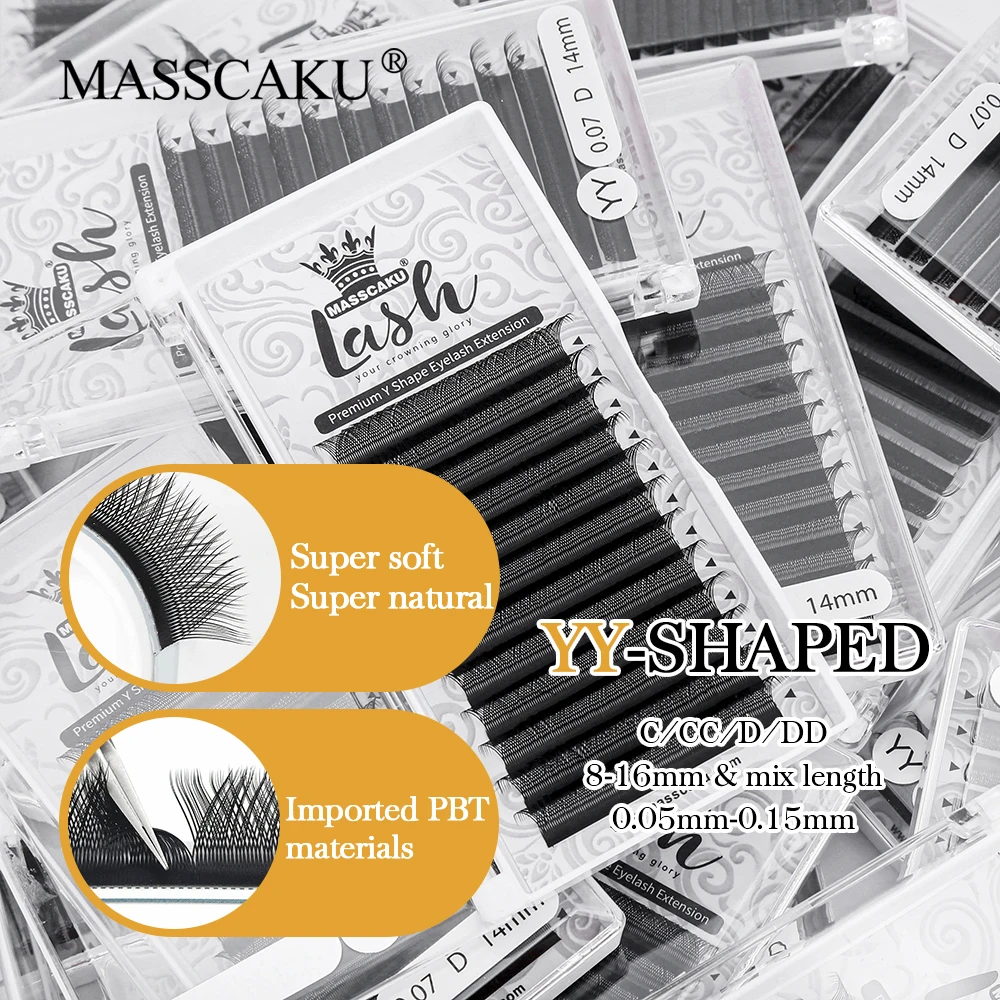 

YY Shape Eyelash Extension 0.07mm C/D Curl 8-15mm Individual Eyelashes Premium Synthetic Silk Soft and Natural Makeup Lash Trays